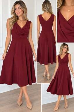 Missmay Cocktail Dress Size S Burgundy V-Neck